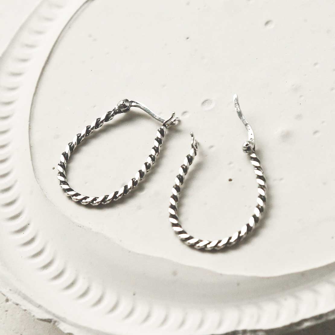 Sterling Silver Rope Hoop Earrings