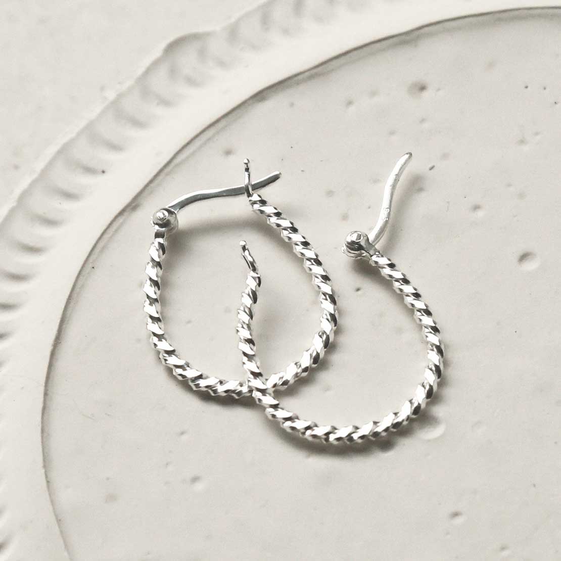 Sterling Silver Rope Hoop Earrings
