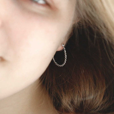 MS1210 STERLING SILVER OXIDISED ROPE HOOPS 1110X1110