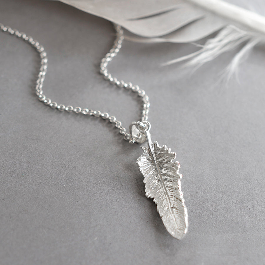 Sterling Silver Small Feather Drop Jewellery Set