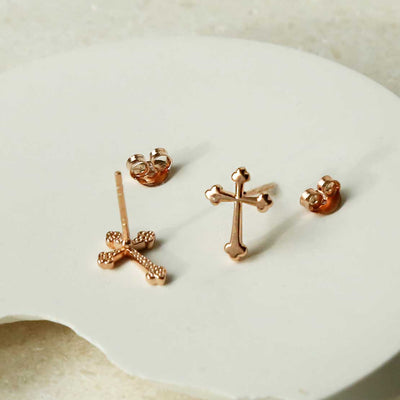 MS1212RG ROSE GOLD STERLING SILVER CROSS STUD EARRINGS 1110x1110 1 1
