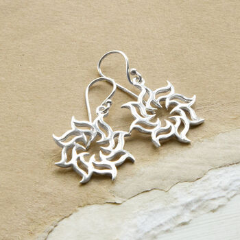 Sterling Silver Fire Star Dangly Earrings