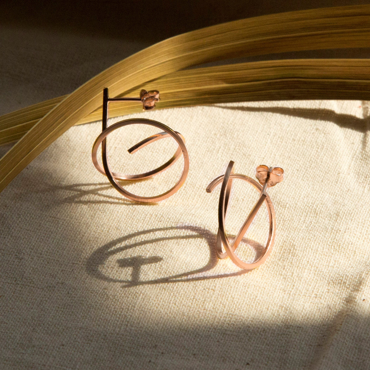 Rose Gold Plated Sterling Silver Orbit Stud Earrings