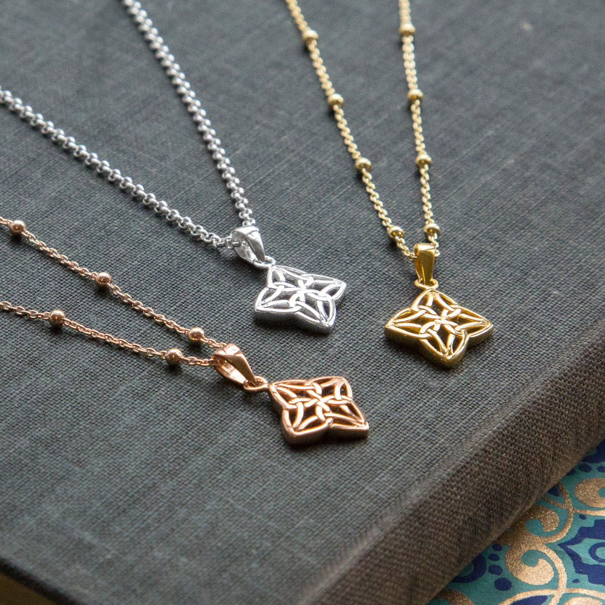 Gold Plated Sterling Silver Celtic Square Necklace