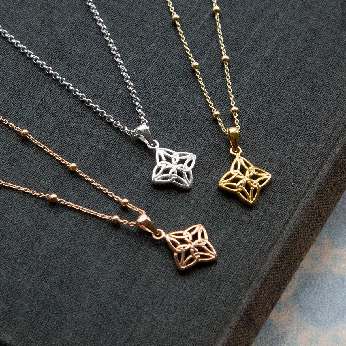 Gold Plated Sterling Silver Celtic Square Necklace