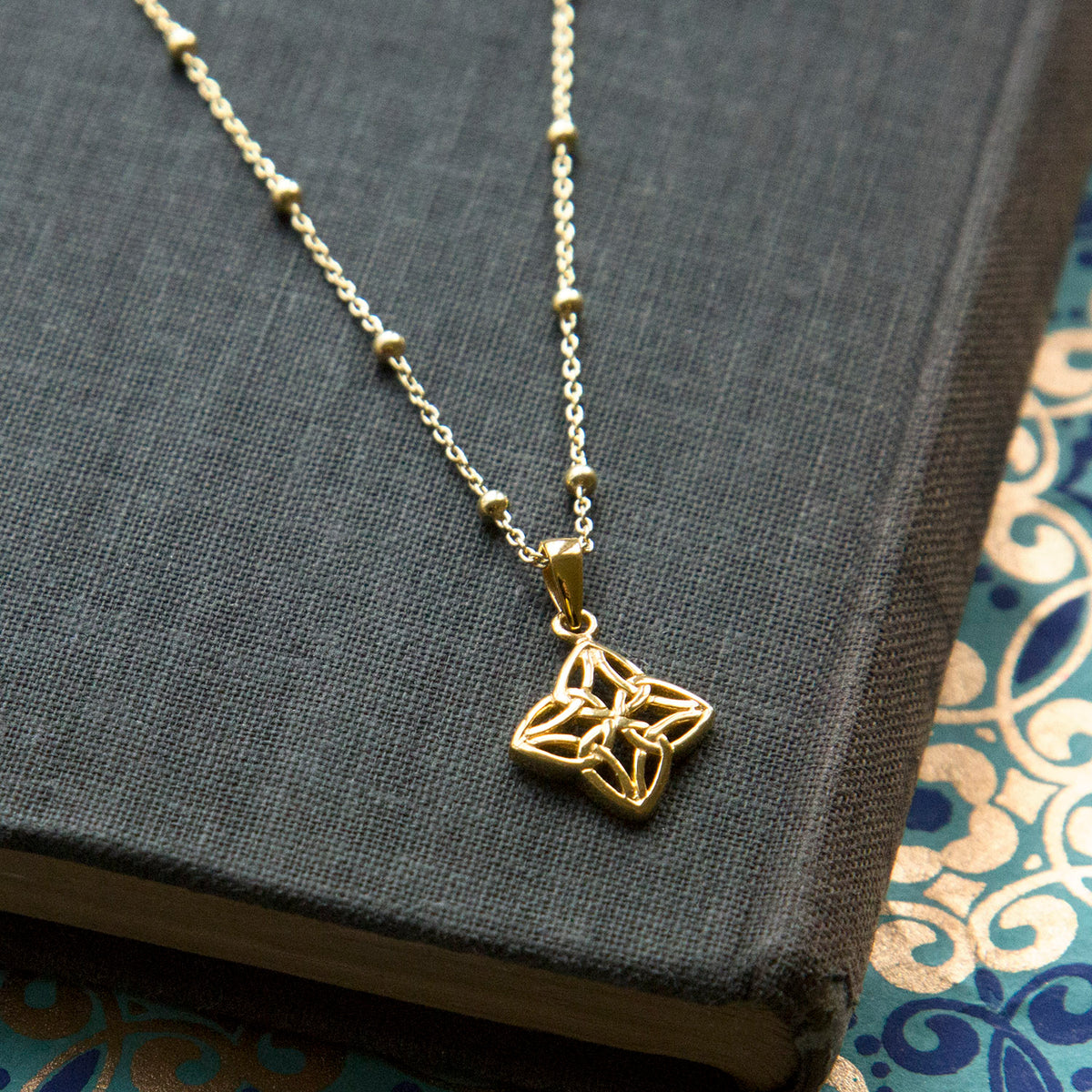 Gold Plated Sterling Silver Celtic Square Necklace
