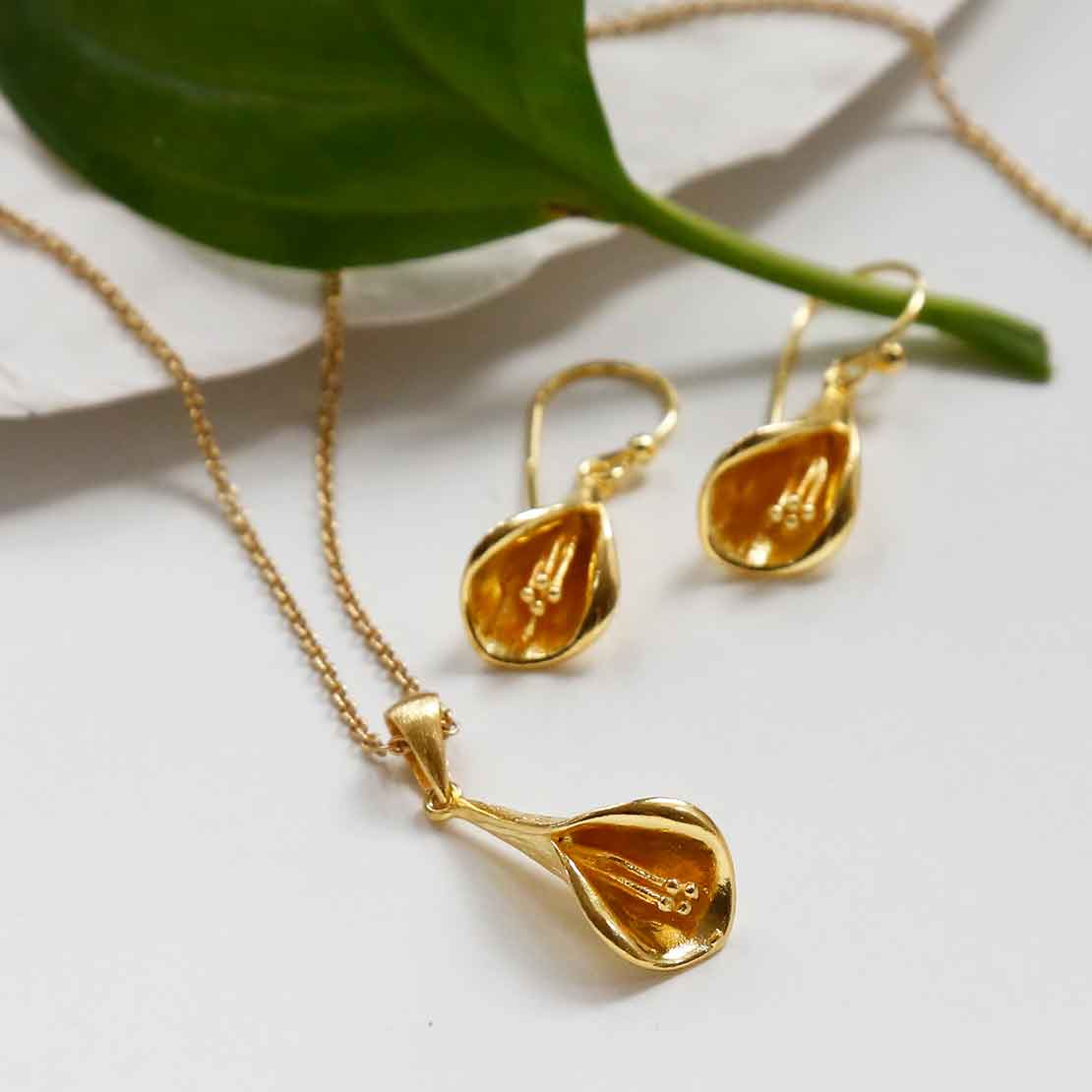 Gold Plated Sterling Silver Calla Lily Necklace