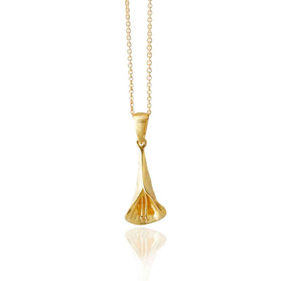 MB067PG Gold Plated Sterling Silver Calla Lily Necklace