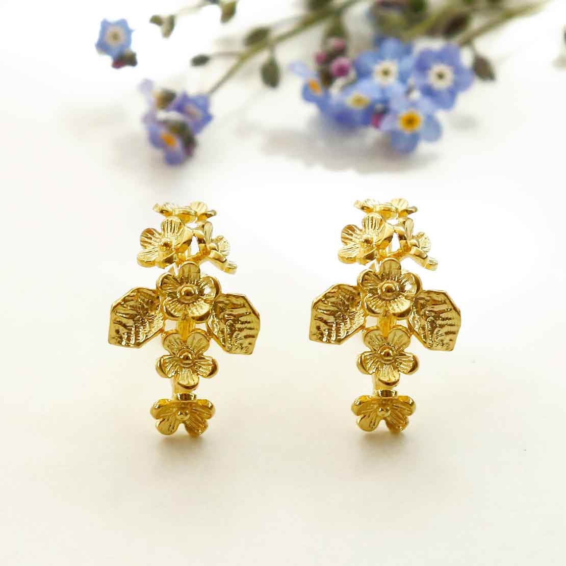 Gold Plated Forget Me Not Cluster Stud Earrings