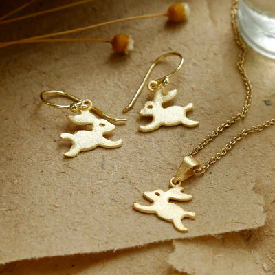MB153PG MB153EG Gold Plated Sterling Silver Bouncing Bunny Set1110X1110PX 1