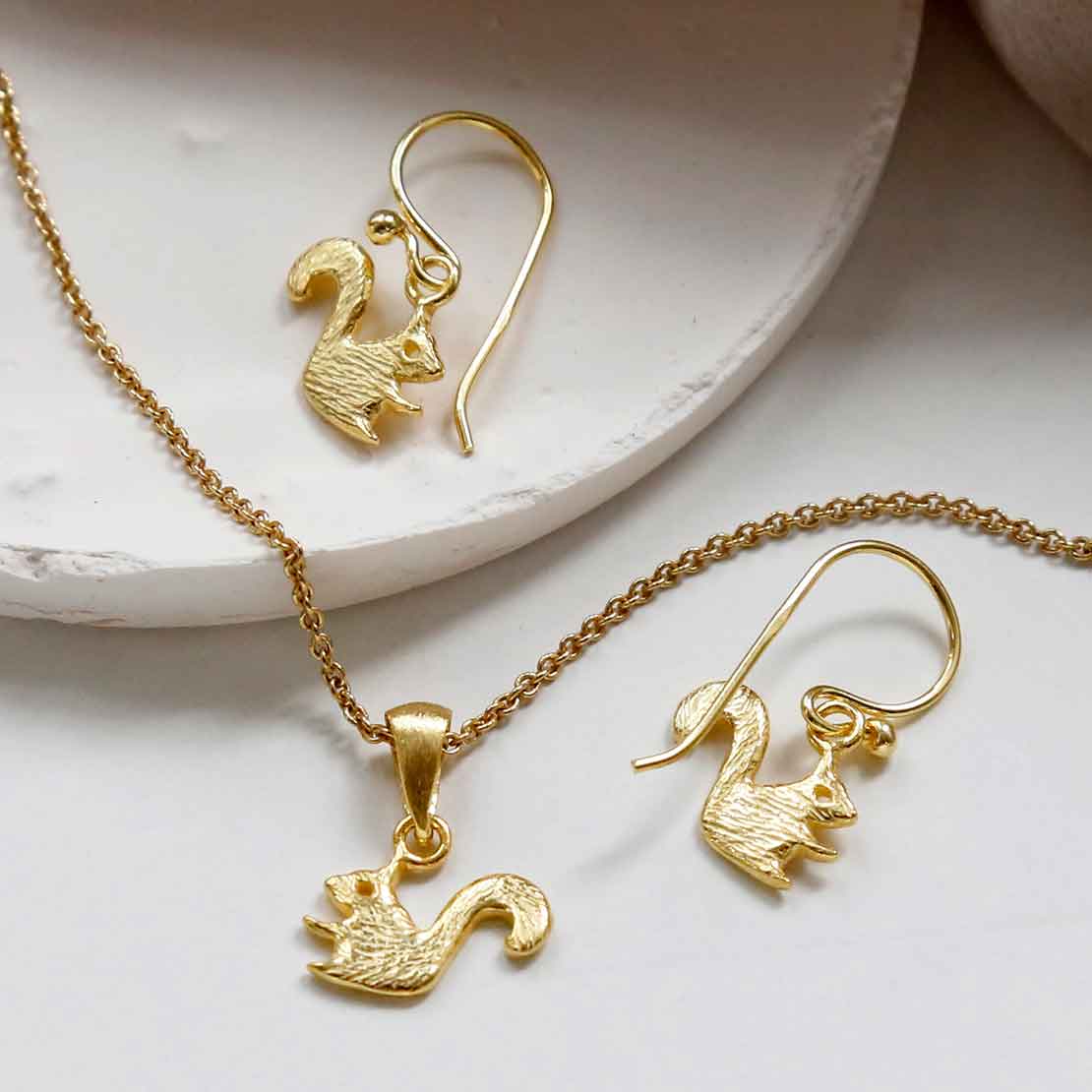 Gold Plated Sterling Silver Squirrel Earrings