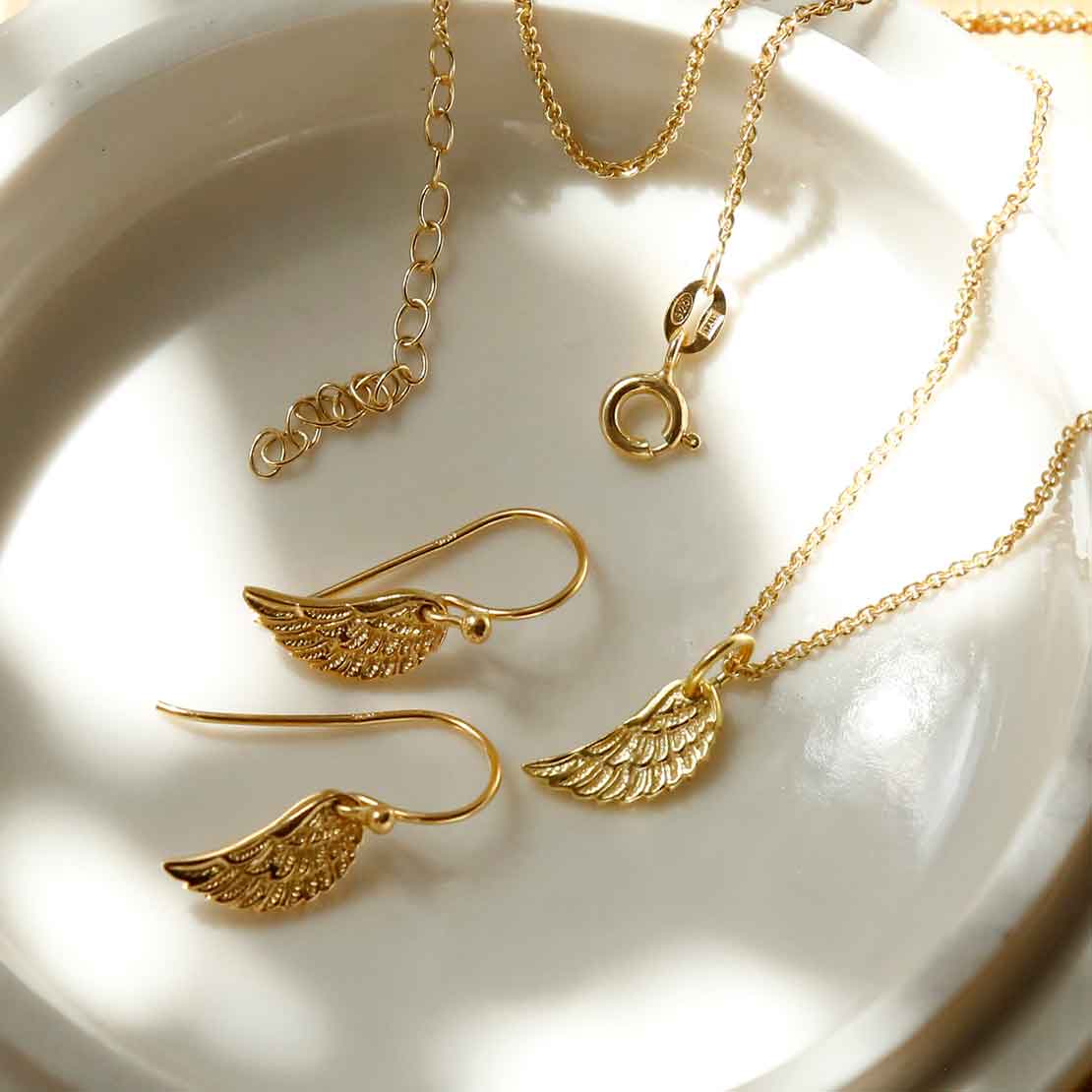 Gold Plated Sterling Silver Angel Wing Necklace