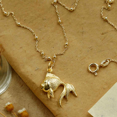 MB167G 1 Gold Plated Sterling Silver Fish Necklace