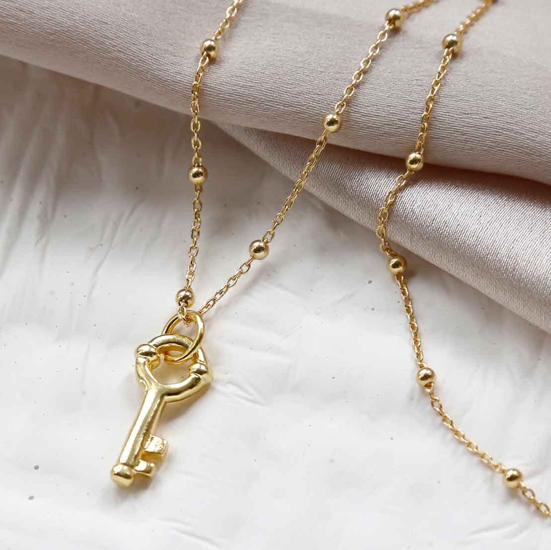 Gold Plated Sterling Silver Key Necklace