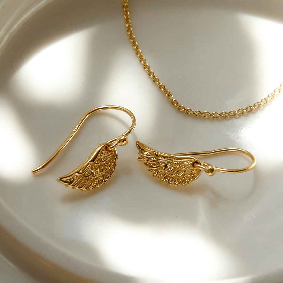 Gold Plated Sterling Silver Angel Wing Earrings