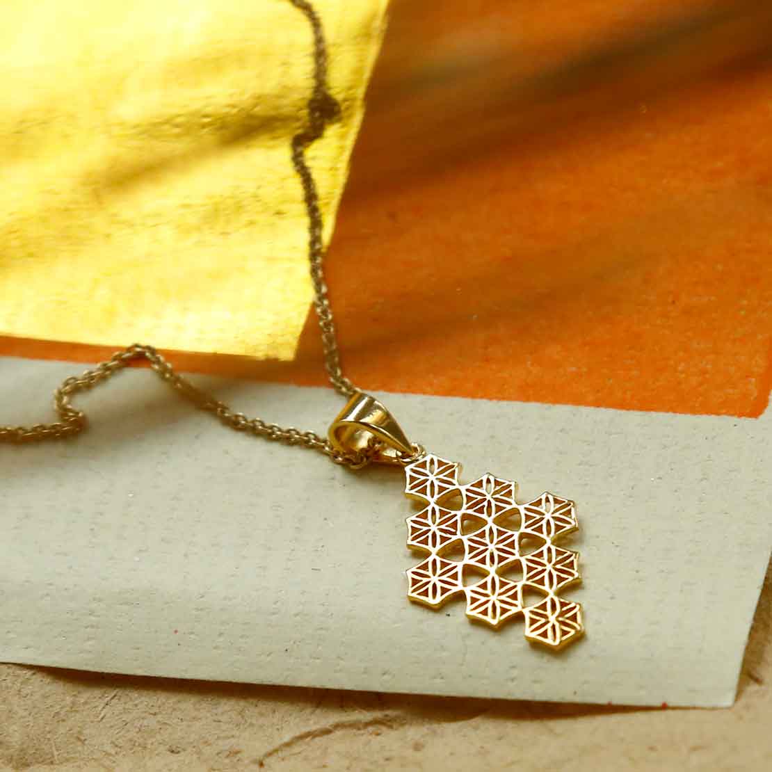 Gold Plated Sterling Silver Moroccan Tile Necklace
