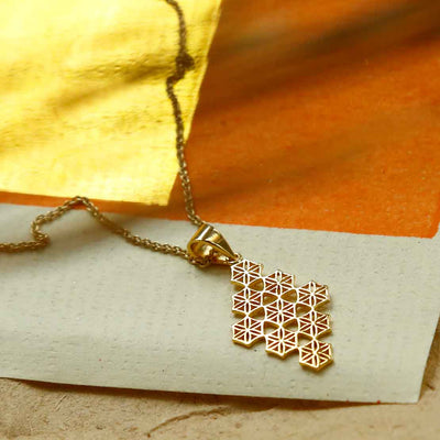 MS1191G Gold Moroccan Tile Necklace 3