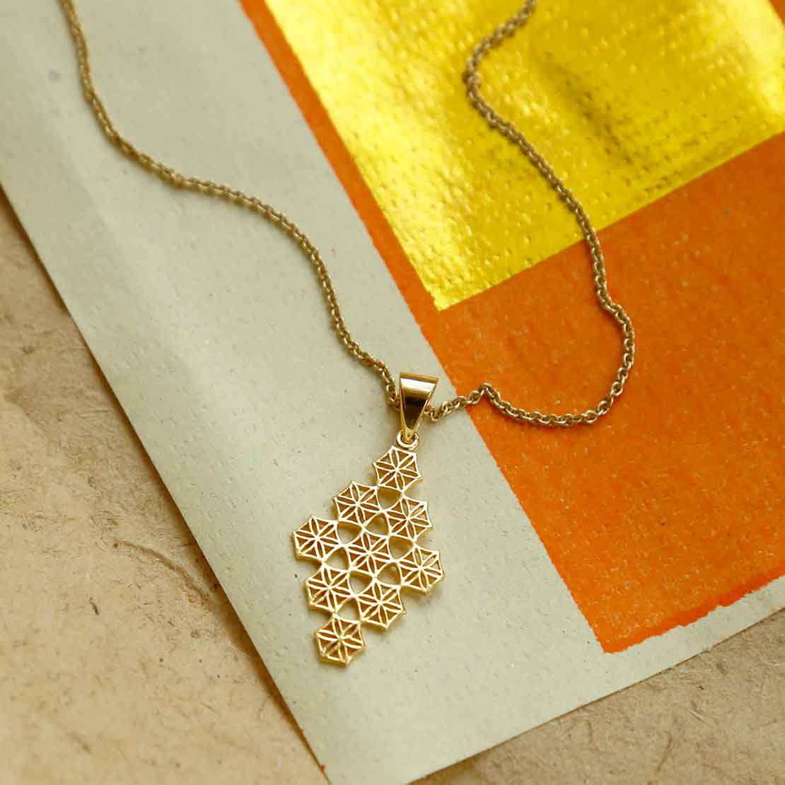 Gold Plated Sterling Silver Moroccan Tile Necklace