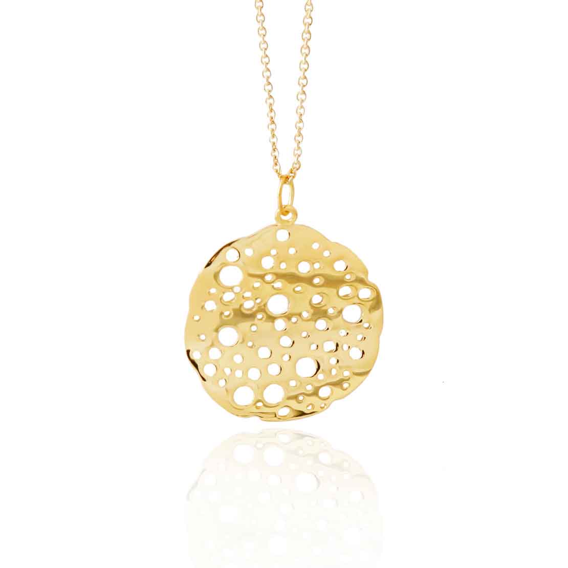 Gold Plated Silver Sterling Moon Crater Necklace