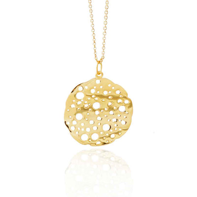 MS1188G Gold Plated Silver Sterling Moon Crater Necklace