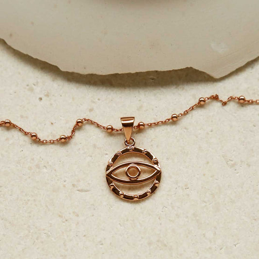 MS1219RG ROSE GOLD PLATED STERLING SILVER EVIL EYE PENDANT NECKLACE 1110X1110 3