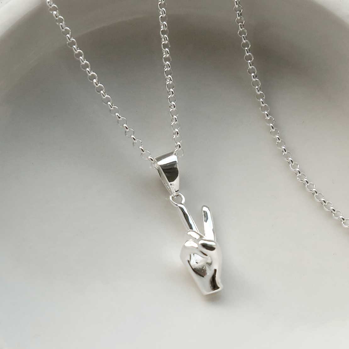 Sterling Silver Peace-Out Pendant Necklace
