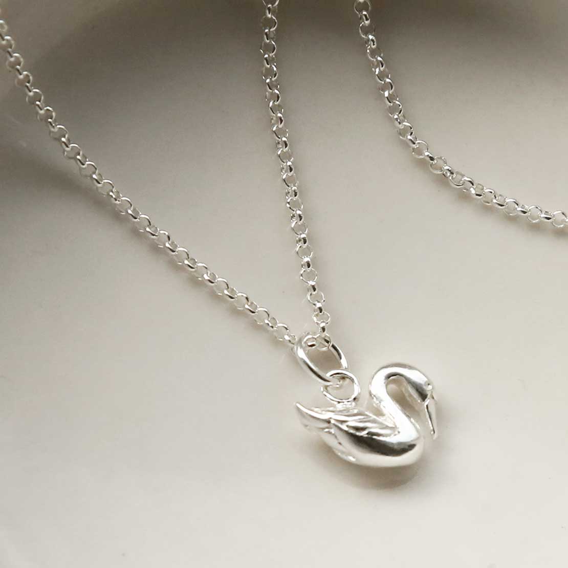 Sterling Silver Polished Swan Necklace