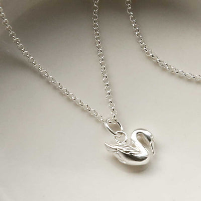 MZB147S STERLING SILVER POLISHED SWAN NECKLACE belcher chain 3 1110X1110