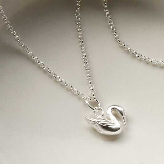 MZB147S STERLING SILVER POLISHED SWAN NECKLACE belcher chain 3 1110X1110