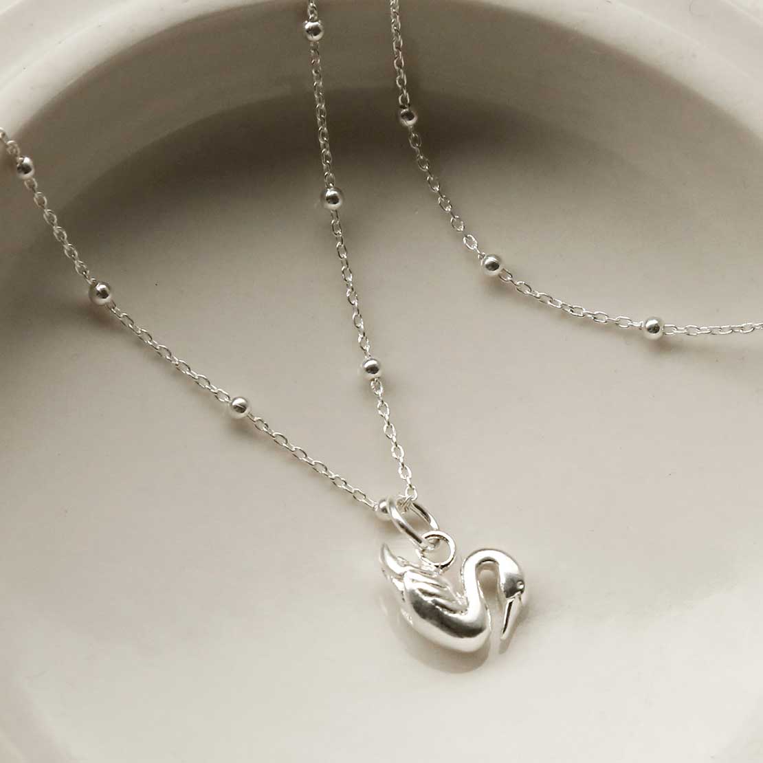 Sterling Silver Polished Swan Necklace