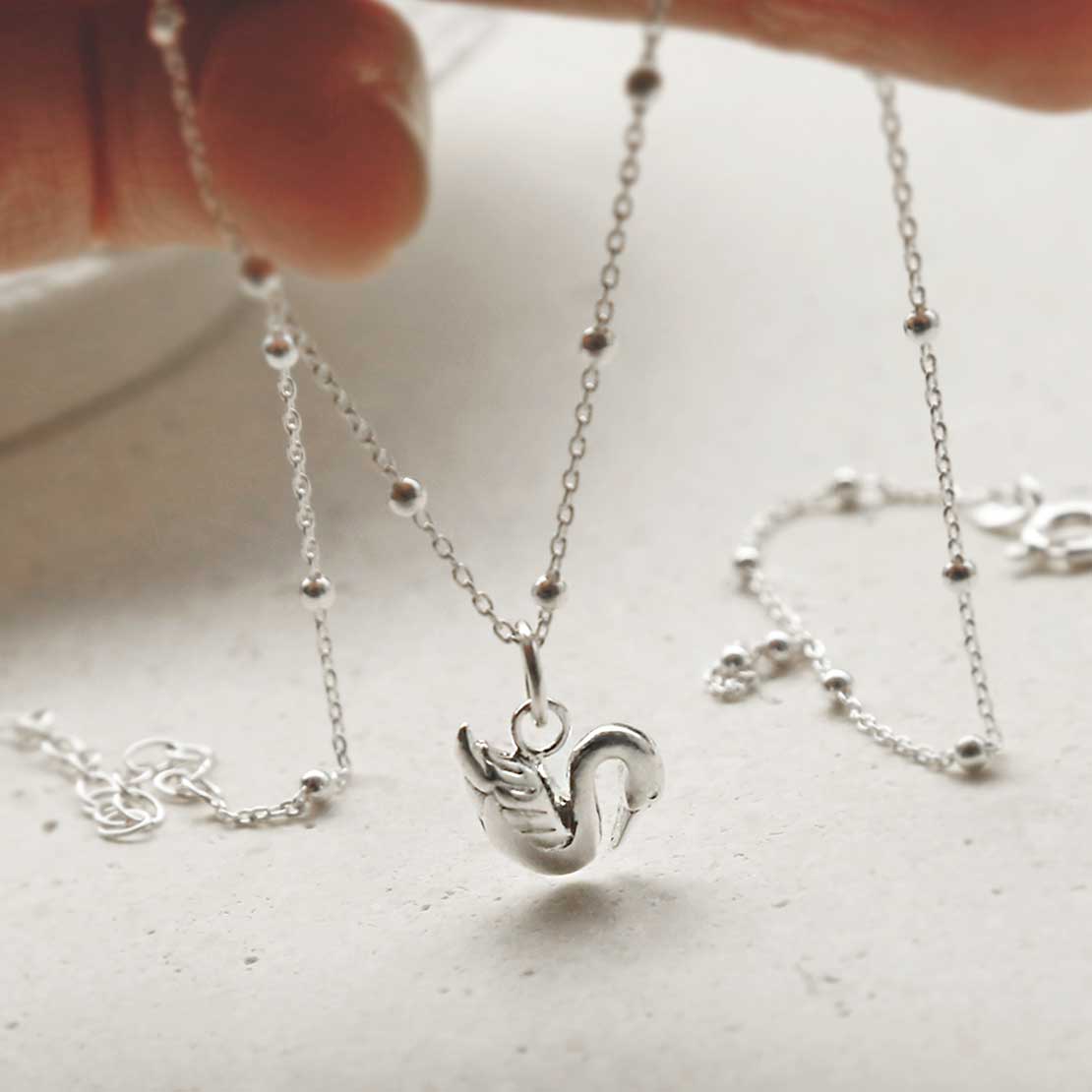 Sterling Silver Polished Swan Necklace