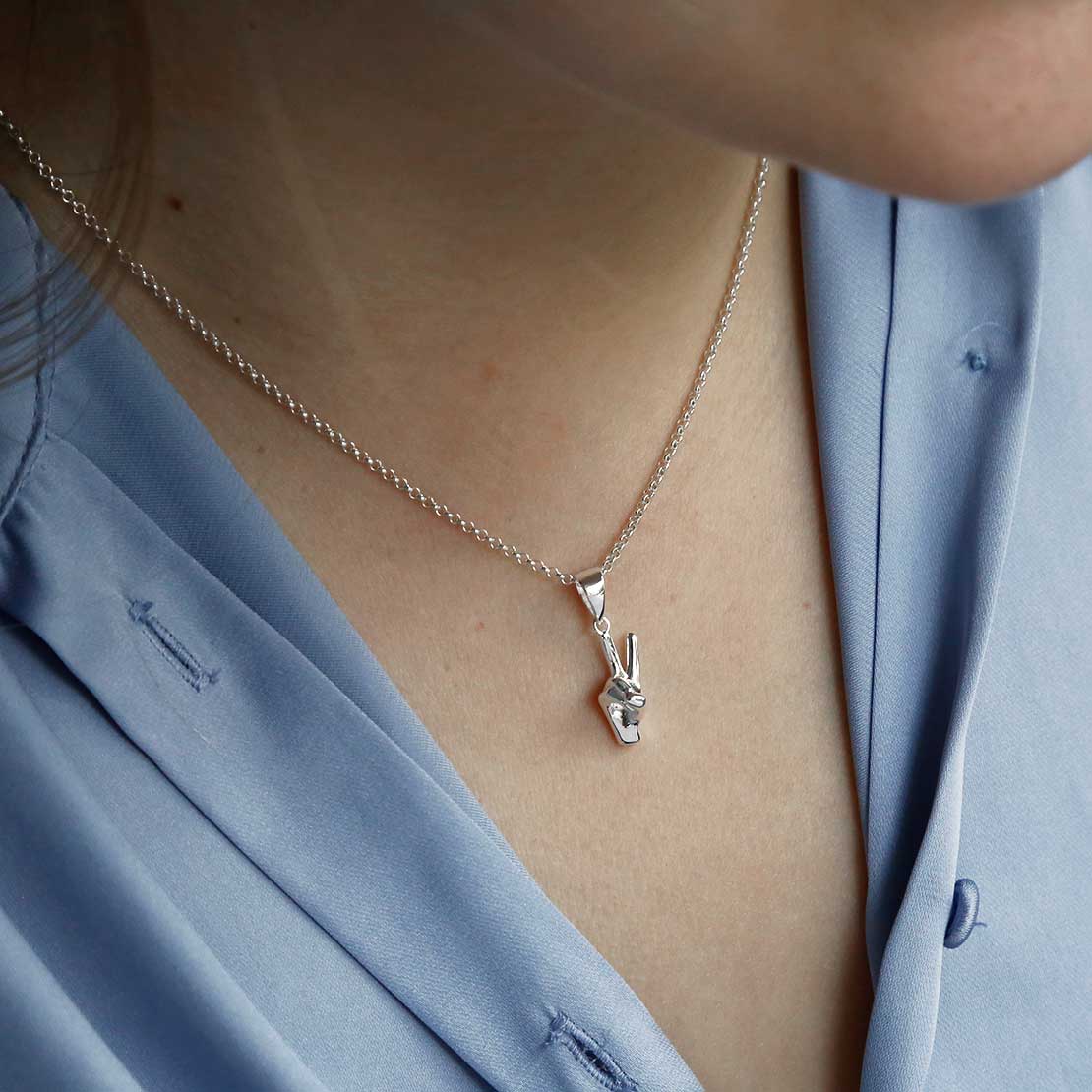 Sterling Silver Peace-Out Pendant Necklace
