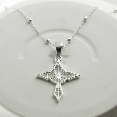 MZB108 STERLING SILVER STAR CROSS PENDANT NECKLACE SATELLITE CHAIN 1110X1110 2