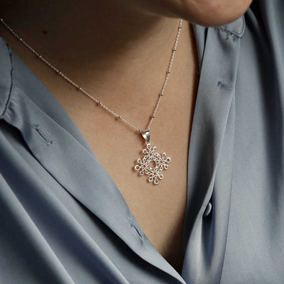 MZB109 STERLING SILVER STELLAR PENDANT NECKLACE SATELLITE CHAIN 1110X1110