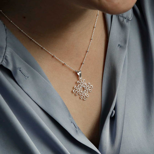 MZB109 STERLING SILVER STELLAR PENDANT NECKLACE SATELLITE CHAIN 1110X1110
