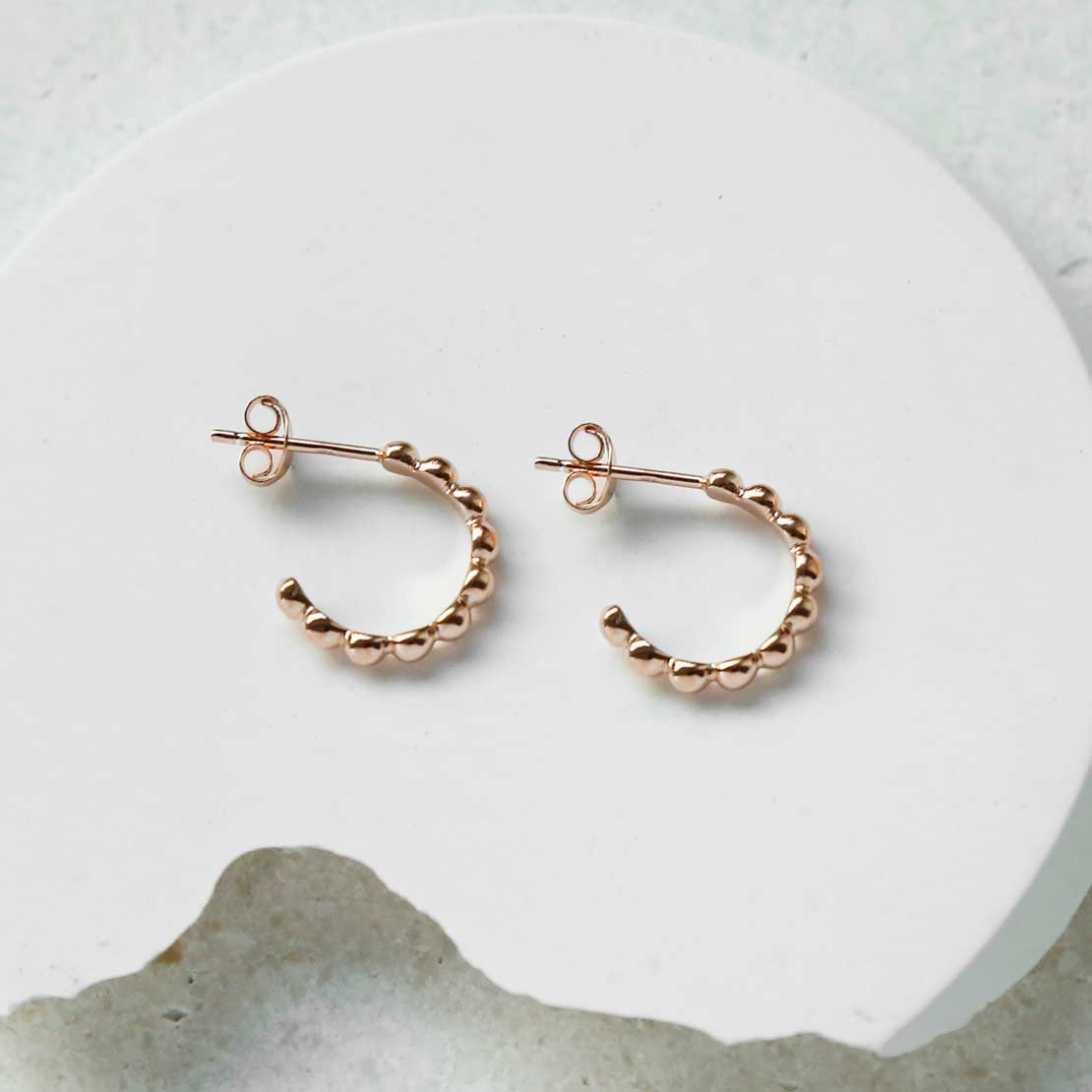 Rose Gold Plated Sterling Silver  Baubles Hoop Earrings