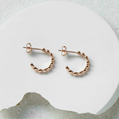 MS1161RG ROSE GOLD PLATED STERLING SILVER BAUBLES HOOP EARRINGS 1110X1110