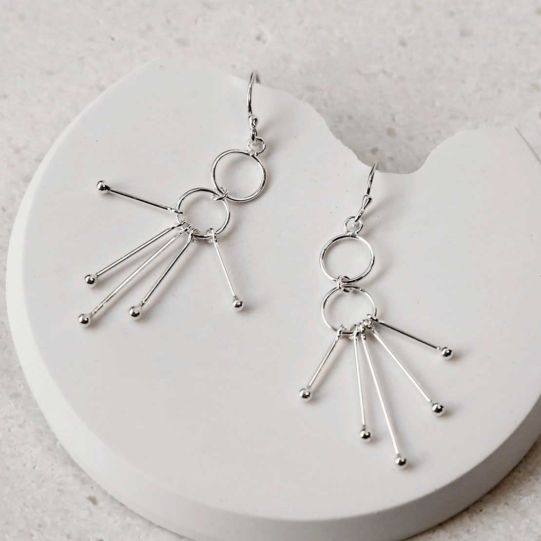 Sterling Silver Art Deco Dangly Earrings