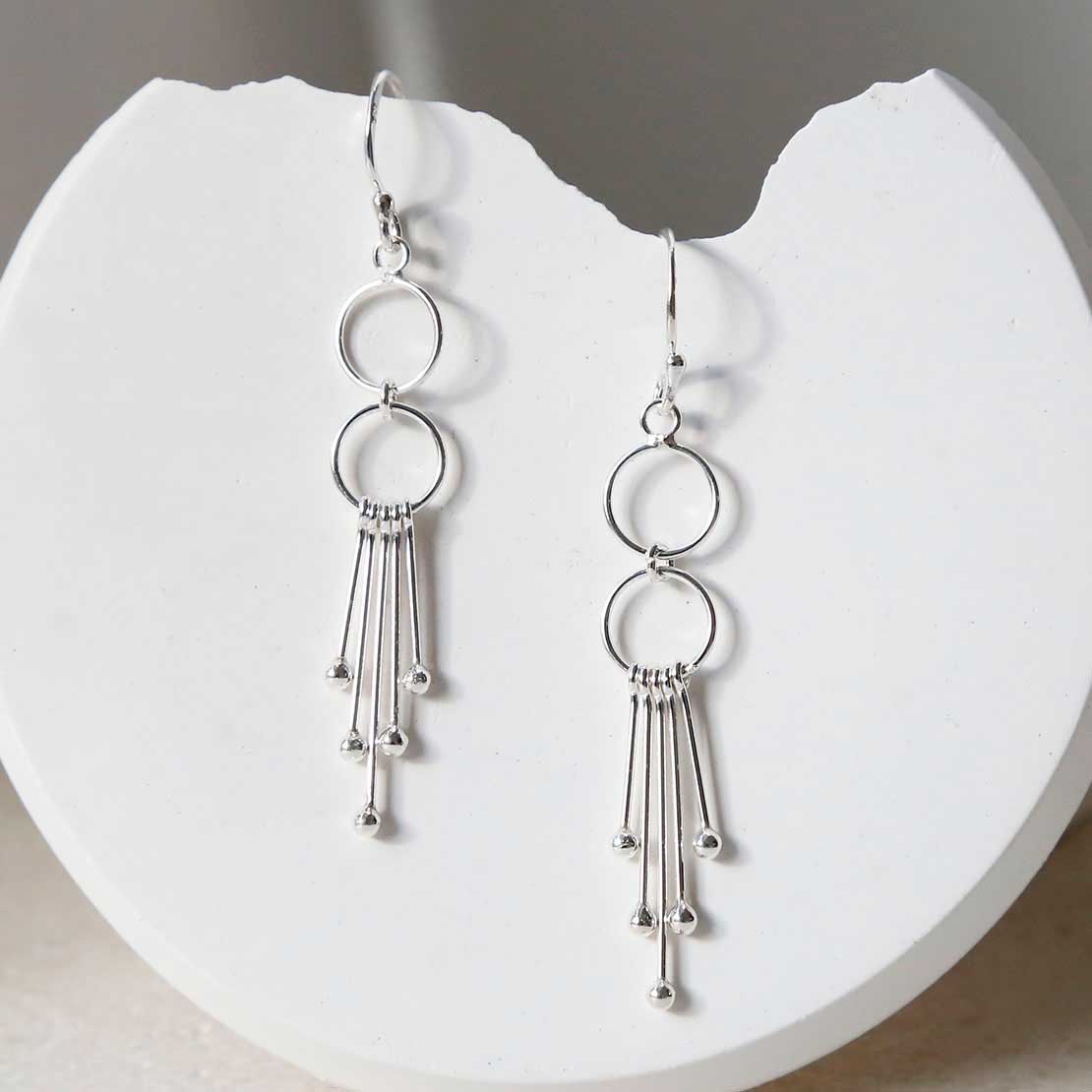 Sterling Silver Art Deco Dangly Earrings