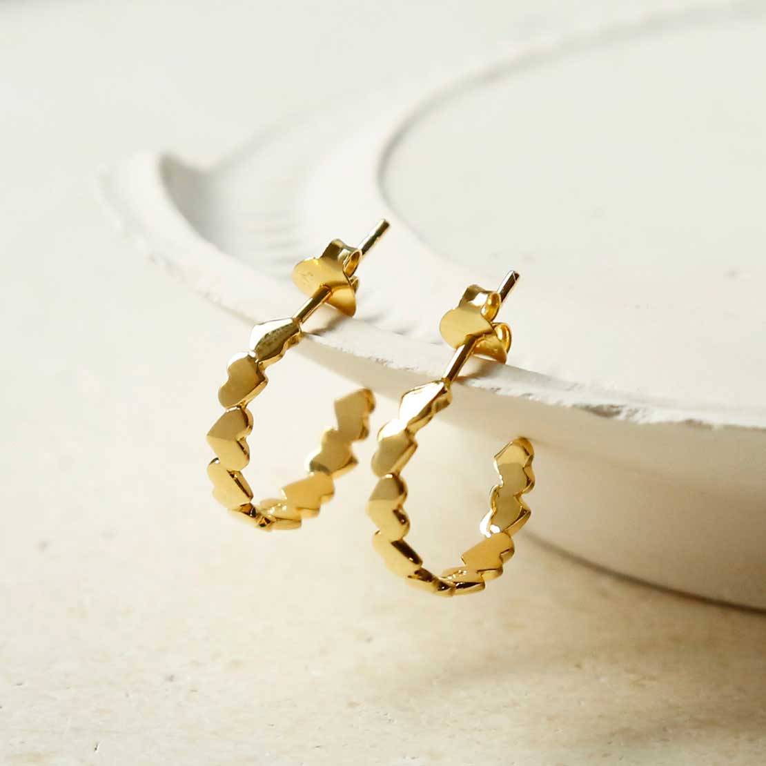 Gold Plated Sterling Silver Love Hoops