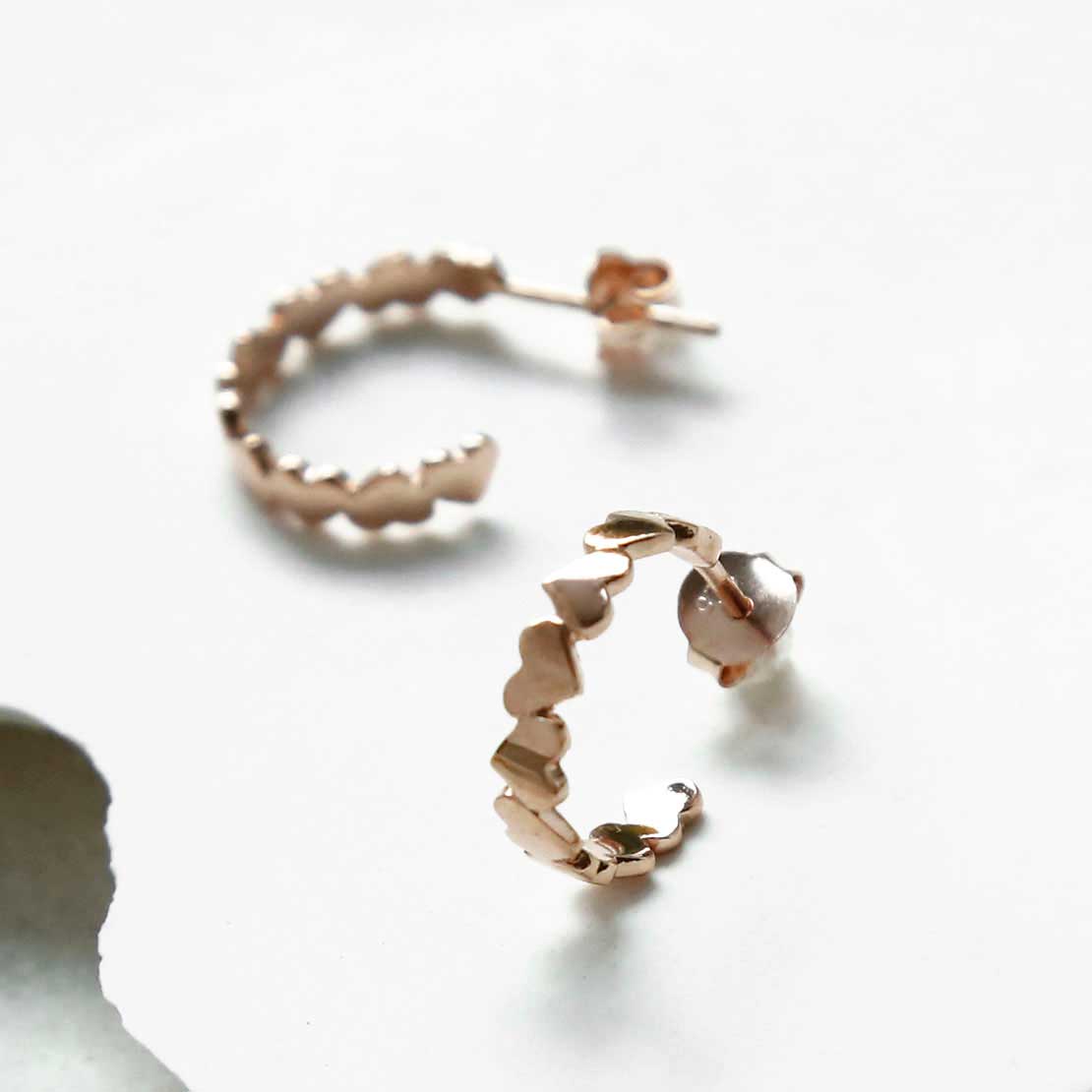 Rose Gold Plated Sterling Silver Love Hoops