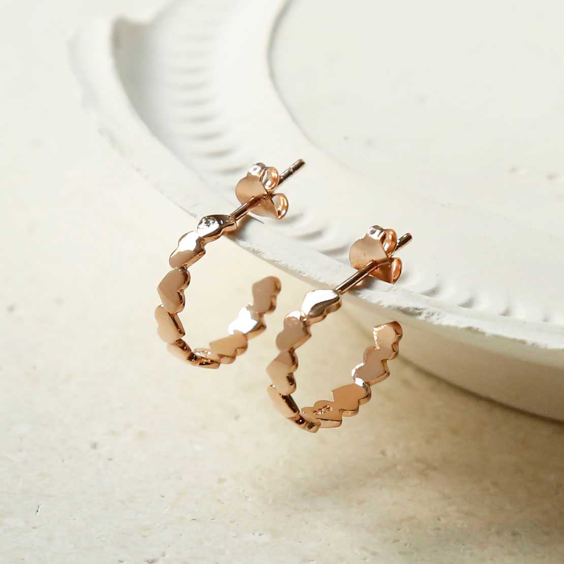 Rose Gold Plated Sterling Silver Love Hoops