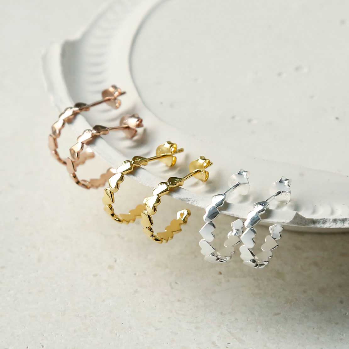 Rose Gold Plated Sterling Silver Love Hoops