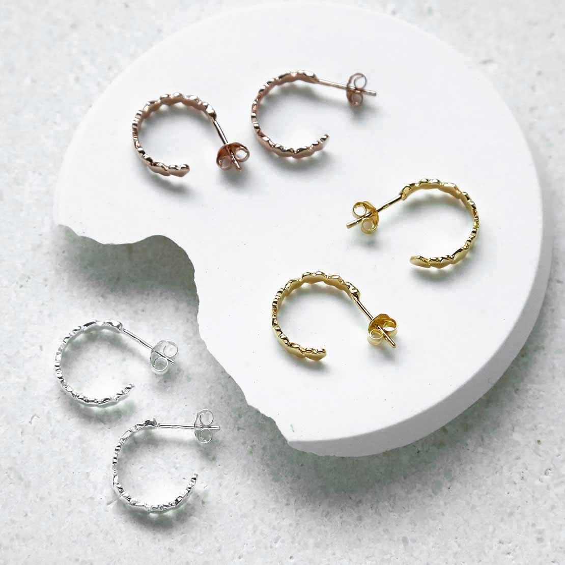 Rose Gold Plated Sterling Silver Love Hoops