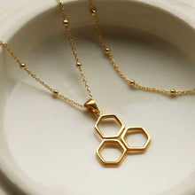 MS1203G GOLD PLATED STERLING SILVER GEOMETRIC HONEYCOMB NECKLACE 1110X1110