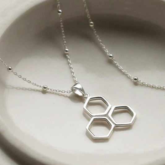 MS1203S STERLING SILVER GEOMETRIC HONEYCOMB NECKLACE 1110X1110