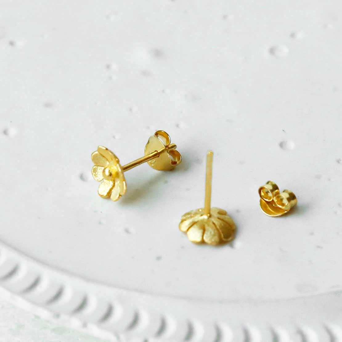 Gold Plated Sterling Silver Dainty Daisy Studs