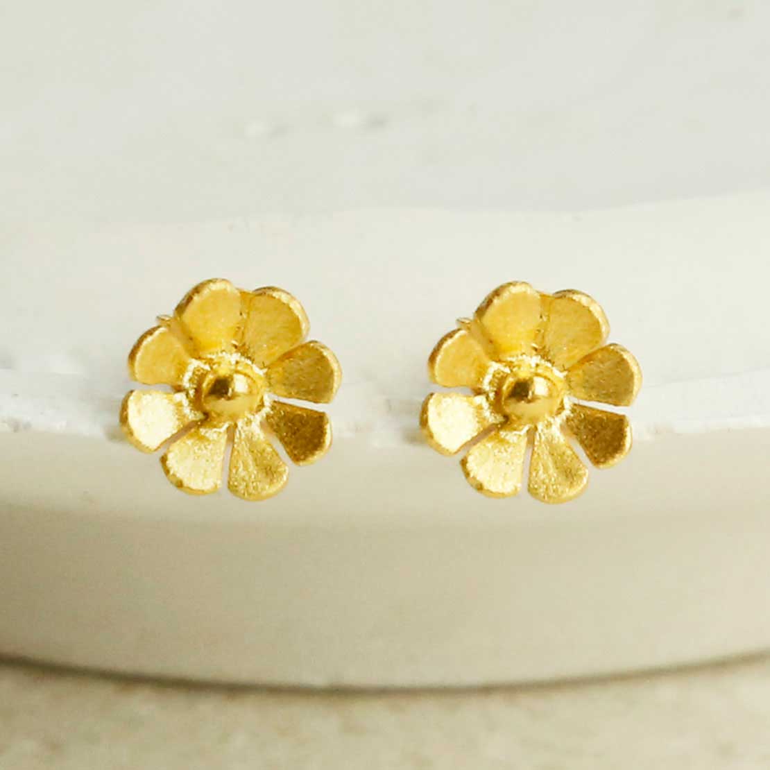 Gold Plated Sterling Silver Dainty Daisy Studs