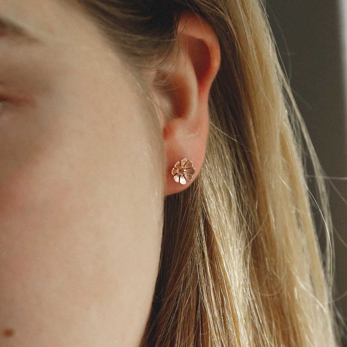Rose Gold Plated Sterling Silver Dainty Daisy Studs