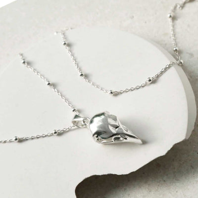 MZB107 STERLING SILVER RAVEN SKULL PENDANT NECKLACE 1110X1110 4